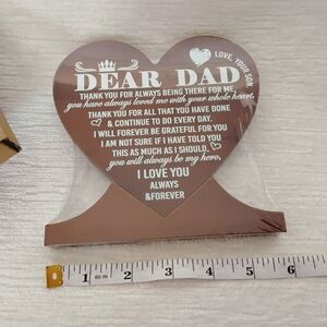 Heart-Shaped Dear Dad From Son  Plaque With Stand. Wooden
